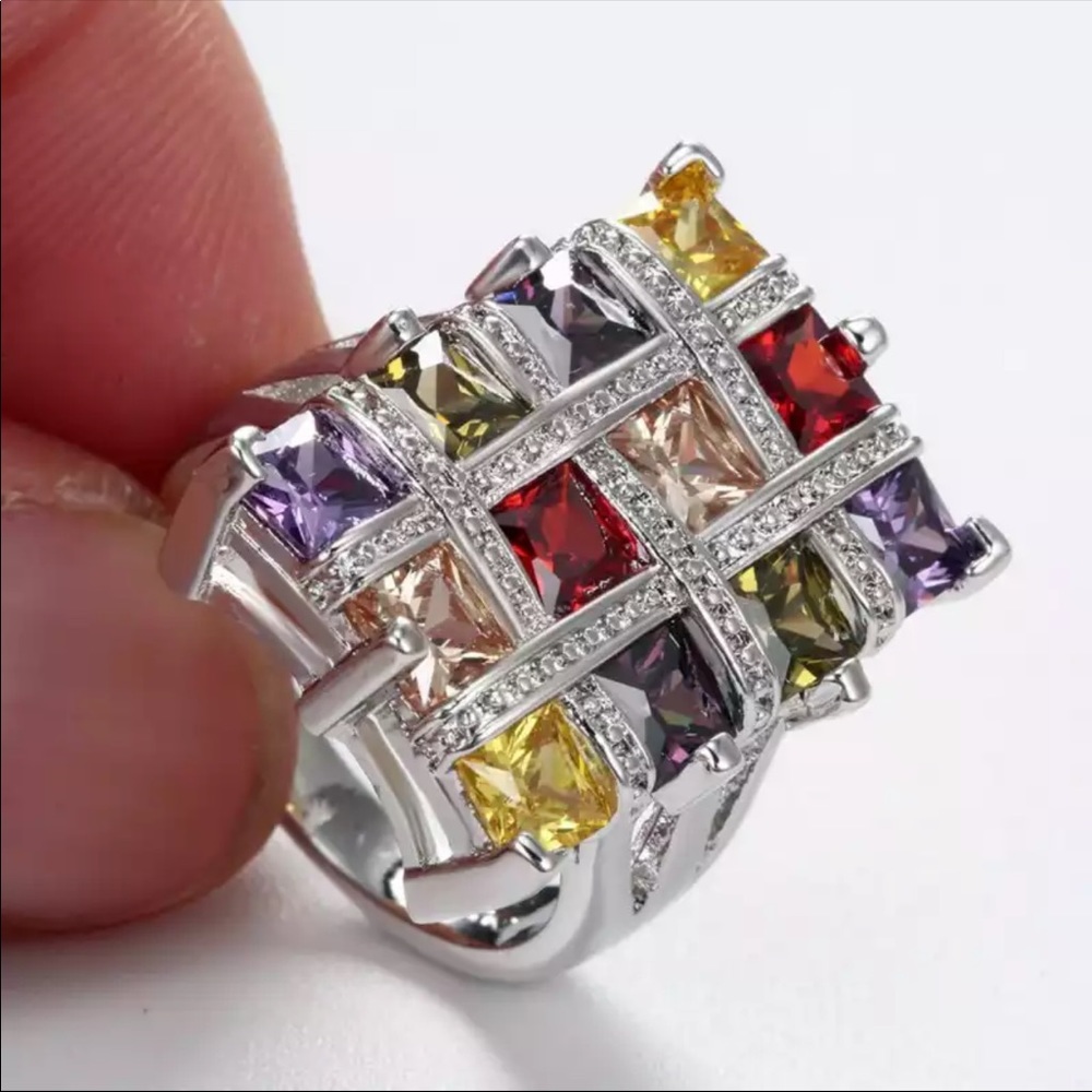 Geometric 925 Silver Statement Ring - Picture 3 of 9